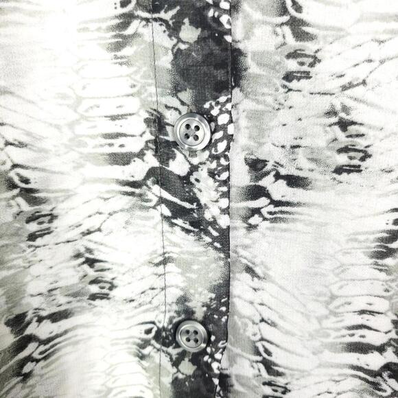 Cabi Top Womens Small Button Down Long Sleeve Abstract Tie Dye Neutral Collar - Picture 5 of 8